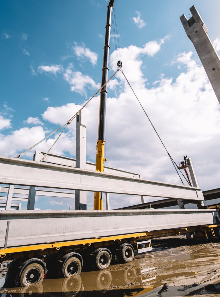 wide angle view of industrial heavy duty crane